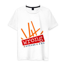 Мужская футболка хлопок с принтом Depeche Mode - Wrong в Екатеринбурге, 100% хлопок | прямой крой, круглый вырез горловины, длина до линии бедер, слегка спущенное плечо. | depeche mode | wrong | депеш мод | рок
