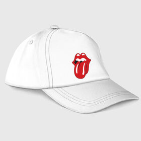 Бейсболка с принтом Rolling Stones язык в Екатеринбурге, 100% хлопок | классический козырек, металлическая застежка-регулятор размера | Тематика изображения на принте: rolling stones