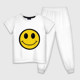 Детская пижама хлопок с принтом Смайл - улыбка в Екатеринбурге, 100% хлопок |  брюки и футболка прямого кроя, без карманов, на брюках мягкая резинка на поясе и по низу штанин
 | smile | рожица | смайл | смайлик | улыбка | улыбочка
