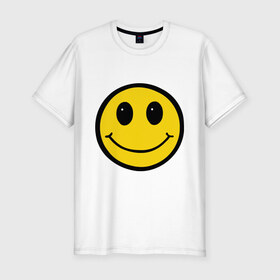 Мужская футболка премиум с принтом Смайл - улыбка в Екатеринбурге, 92% хлопок, 8% лайкра | приталенный силуэт, круглый вырез ворота, длина до линии бедра, короткий рукав | smile | рожица | смайл | смайлик | улыбка | улыбочка