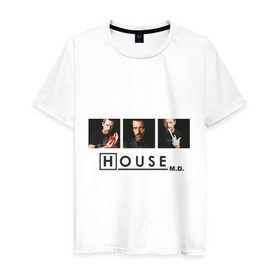 Мужская футболка хлопок с принтом House M.D. в Екатеринбурге, 100% хлопок | прямой крой, круглый вырез горловины, длина до линии бедер, слегка спущенное плечо. | everybody lies | haus | house | все лгут | доктор | хауз | хаус | хью лори