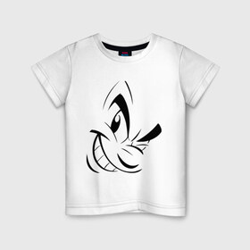 Детская футболка хлопок с принтом Злая рожица в Екатеринбурге, 100% хлопок | круглый вырез горловины, полуприлегающий силуэт, длина до линии бедер | Тематика изображения на принте: ехидное лицо | злая рожица | злая улыбка | злое лицо