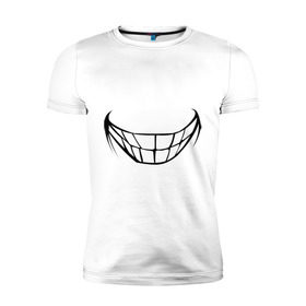 Мужская футболка премиум с принтом Зубастая улыбка в Екатеринбурге, 92% хлопок, 8% лайкра | приталенный силуэт, круглый вырез ворота, длина до линии бедра, короткий рукав | Тематика изображения на принте: зубы | рот | улыбка