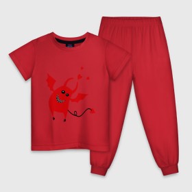 Детская пижама хлопок с принтом Чертик в Екатеринбурге, 100% хлопок |  брюки и футболка прямого кроя, без карманов, на брюках мягкая резинка на поясе и по низу штанин
 | halloveen | helloween | хеллуин | хэллоуин