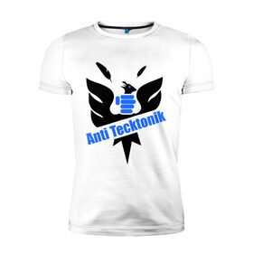 Мужская футболка премиум с принтом Anti Tecktonik в Екатеринбурге, 92% хлопок, 8% лайкра | приталенный силуэт, круглый вырез ворота, длина до линии бедра, короткий рукав | tecktonik | антитектоник | тектоник