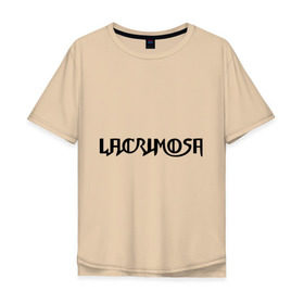 Мужская футболка хлопок Oversize с принтом Lacrimosa логотип в Екатеринбурге, 100% хлопок | свободный крой, круглый ворот, “спинка” длиннее передней части | Тематика изображения на принте: lacrimosa | lacrimosa лого | надпись lacrimosa | панк | рок