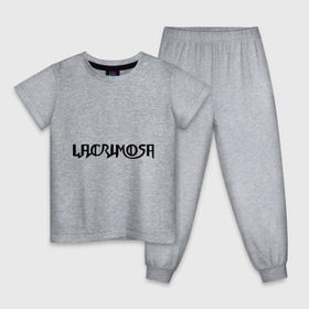 Детская пижама хлопок с принтом Lacrimosa логотип в Екатеринбурге, 100% хлопок |  брюки и футболка прямого кроя, без карманов, на брюках мягкая резинка на поясе и по низу штанин
 | lacrimosa | lacrimosa лого | надпись lacrimosa | панк | рок