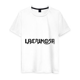 Мужская футболка хлопок с принтом Lacrimosa логотип в Екатеринбурге, 100% хлопок | прямой крой, круглый вырез горловины, длина до линии бедер, слегка спущенное плечо. | Тематика изображения на принте: lacrimosa | lacrimosa лого | надпись lacrimosa | панк | рок