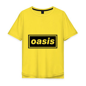 Мужская футболка хлопок Oversize с принтом Oasis логотип в Екатеринбурге, 100% хлопок | свободный крой, круглый ворот, “спинка” длиннее передней части | Тематика изображения на принте: metal | oasis | лого | лого oasis | метал | символика oasis | эмблема  oasis