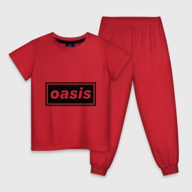 Детская пижама хлопок с принтом Oasis логотип в Екатеринбурге, 100% хлопок |  брюки и футболка прямого кроя, без карманов, на брюках мягкая резинка на поясе и по низу штанин
 | metal | oasis | лого | лого oasis | метал | символика oasis | эмблема  oasis