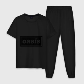 Мужская пижама хлопок с принтом Oasis логотип в Екатеринбурге, 100% хлопок | брюки и футболка прямого кроя, без карманов, на брюках мягкая резинка на поясе и по низу штанин
 | Тематика изображения на принте: metal | oasis | лого | лого oasis | метал | символика oasis | эмблема  oasis
