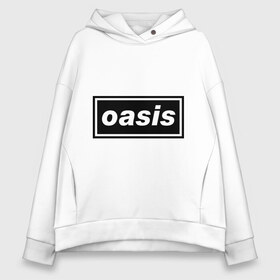 Женское худи Oversize хлопок с принтом Oasis логотип в Екатеринбурге, френч-терри — 70% хлопок, 30% полиэстер. Мягкий теплый начес внутри —100% хлопок | боковые карманы, эластичные манжеты и нижняя кромка, капюшон на магнитной кнопке | metal | oasis | лого | лого oasis | метал | символика oasis | эмблема  oasis