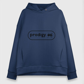 Женское худи Oversize хлопок с принтом Prodigy лого с муравьем в Екатеринбурге, френч-терри — 70% хлопок, 30% полиэстер. Мягкий теплый начес внутри —100% хлопок | боковые карманы, эластичные манжеты и нижняя кромка, капюшон на магнитной кнопке | prodigy | логотип | продиджи | электронная музыка