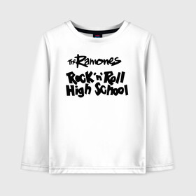 Детский лонгслив хлопок с принтом Ramones - Rock n Roll High School в Екатеринбурге, 100% хлопок | круглый вырез горловины, полуприлегающий силуэт, длина до линии бедер | punk | ramones | rock | rock n roll high school | панк | песни | рамоунз | рок