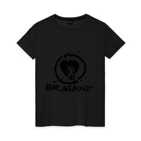 Женская футболка хлопок с принтом Rise Against в Екатеринбурге, 100% хлопок | прямой крой, круглый вырез горловины, длина до линии бедер, слегка спущенное плечо | heavy metal | metal | punk | rise against | rock | trash metal | квартет | метал | панк | рок | рок группа | рок группы | трэш метал | хеви метал
