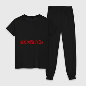 Женская пижама хлопок с принтом The Exploited в Екатеринбурге, 100% хлопок | брюки и футболка прямого кроя, без карманов, на брюках мягкая резинка на поясе и по низу штанин | exploited | rock | панк | рок | эксплойтэд