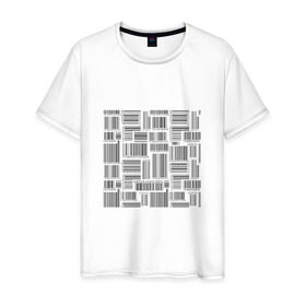 Мужская футболка хлопок с принтом Штрих код в Екатеринбурге, 100% хлопок | прямой крой, круглый вырез горловины, длина до линии бедер, слегка спущенное плечо. | штрих код | штрихкод | штриховой код