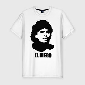 Мужская футболка премиум с принтом Диего Марадона в Екатеринбурге, 92% хлопок, 8% лайкра | приталенный силуэт, круглый вырез ворота, длина до линии бедра, короткий рукав | аргентина | аргентинец | диего марадона | евро 2012 | марадона | футбол