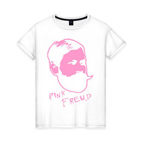 Женская футболка хлопок с принтом Pink Freud в Екатеринбурге, 100% хлопок | прямой крой, круглый вырез горловины, длина до линии бедер, слегка спущенное плечо | Тематика изображения на принте: dance | tecktonick | tektonic | tektonik | клуб | танцевать | тектоник | тиктоник | фрейд | электронная музыка