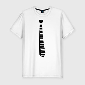 Мужская футболка премиум с принтом Галстук (2) в Екатеринбурге, 92% хлопок, 8% лайкра | приталенный силуэт, круглый вырез ворота, длина до линии бедра, короткий рукав | галступ | клавиши | пианино | прикольные