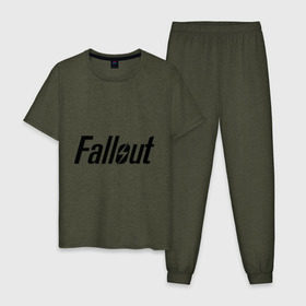 Мужская пижама хлопок с принтом Fallout в Екатеринбурге, 100% хлопок | брюки и футболка прямого кроя, без карманов, на брюках мягкая резинка на поясе и по низу штанин
 | fallout | логотип | постапокалиптические | радиация | фаллаут | фоллаут