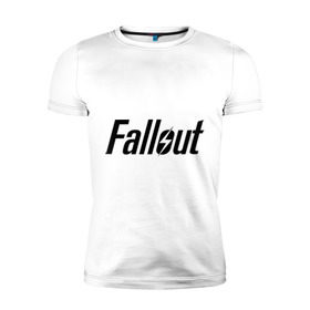 Мужская футболка премиум с принтом Fallout в Екатеринбурге, 92% хлопок, 8% лайкра | приталенный силуэт, круглый вырез ворота, длина до линии бедра, короткий рукав | fallout | логотип | постапокалиптические | радиация | фаллаут | фоллаут