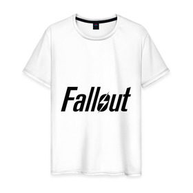 Мужская футболка хлопок с принтом Fallout в Екатеринбурге, 100% хлопок | прямой крой, круглый вырез горловины, длина до линии бедер, слегка спущенное плечо. | Тематика изображения на принте: fallout | логотип | постапокалиптические | радиация | фаллаут | фоллаут