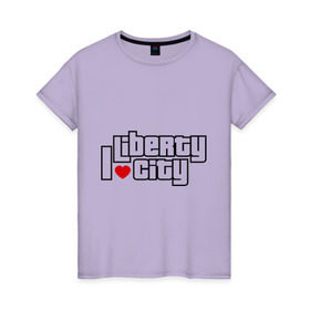 Женская футболка хлопок с принтом GTA I love Liberty city в Екатеринбурге, 100% хлопок | прямой крой, круглый вырез горловины, длина до линии бедер, слегка спущенное плечо | grand theft auto | gta | i love | liberty city | я люблю