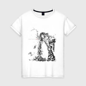 Женская футболка хлопок с принтом Аниме девушка (3) в Екатеринбурге, 100% хлопок | прямой крой, круглый вырез горловины, длина до линии бедер, слегка спущенное плечо | 
