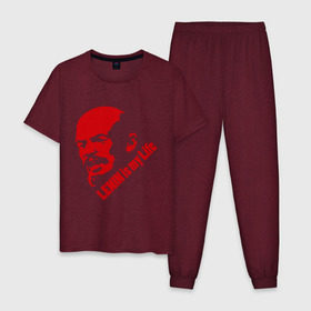 Мужская пижама хлопок с принтом Ленин -моя жизнь в Екатеринбурге, 100% хлопок | брюки и футболка прямого кроя, без карманов, на брюках мягкая резинка на поясе и по низу штанин
 | вождь | коммунизм | ленин | революция | советский | социализм | союз | ссср | ульянов