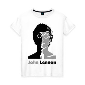 Женская футболка хлопок с принтом John Lennon в Екатеринбурге, 100% хлопок | прямой крой, круглый вырез горловины, длина до линии бедер, слегка спущенное плечо | beatles | john lennon | lennon | битлз | битлс | битлы | леннон