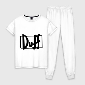 Женская пижама хлопок с принтом Duff в Екатеринбурге, 100% хлопок | брюки и футболка прямого кроя, без карманов, на брюках мягкая резинка на поясе и по низу штанин | simpsons | симпсоны | симсоны