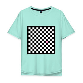 Мужская футболка хлопок Oversize с принтом Шахматная эмо-доска в Екатеринбурге, 100% хлопок | свободный крой, круглый ворот, “спинка” длиннее передней части | Тематика изображения на принте: emo | розовый квадрат | субкультуры | шахматная доска | шахматы | эмо | эмо шахматы