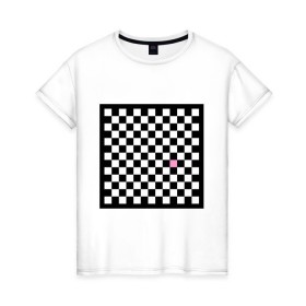 Женская футболка хлопок с принтом Шахматная эмо-доска в Екатеринбурге, 100% хлопок | прямой крой, круглый вырез горловины, длина до линии бедер, слегка спущенное плечо | emo | розовый квадрат | субкультуры | шахматная доска | шахматы | эмо | эмо шахматы