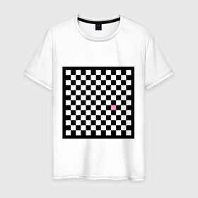 Мужская футболка хлопок с принтом Шахматная эмо-доска в Екатеринбурге, 100% хлопок | прямой крой, круглый вырез горловины, длина до линии бедер, слегка спущенное плечо. | emo | розовый квадрат | субкультуры | шахматная доска | шахматы | эмо | эмо шахматы