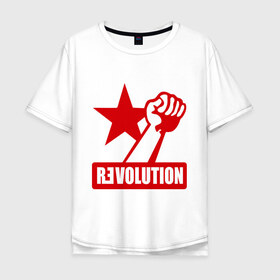 Мужская футболка хлопок Oversize с принтом Revolution (2) в Екатеринбурге, 100% хлопок | свободный крой, круглый ворот, “спинка” длиннее передней части | revolution | звезда | красная звезда | кулак | революция | рука
