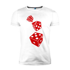 Мужская футболка премиум с принтом Игральные кости в Екатеринбурге, 92% хлопок, 8% лайкра | приталенный силуэт, круглый вырез ворота, длина до линии бедра, короткий рукав | выигрыш | игра | игральные | казино | кости | кубики | ставки