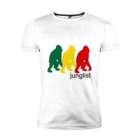 Мужская футболка премиум с принтом Junglist - обезьяны в Екатеринбурге, 92% хлопок, 8% лайкра | приталенный силуэт, круглый вырез ворота, длина до линии бедра, короткий рукав | junglist | джанглисты | обезьяны
