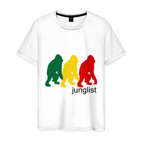 Мужская футболка хлопок с принтом Junglist - обезьяны в Екатеринбурге, 100% хлопок | прямой крой, круглый вырез горловины, длина до линии бедер, слегка спущенное плечо. | junglist | джанглисты | обезьяны