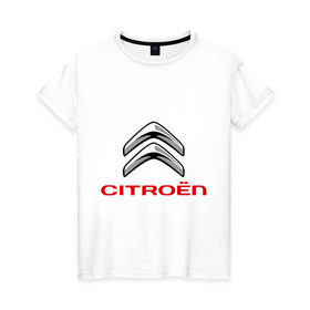 Женская футболка хлопок с принтом Citroen в Екатеринбурге, 100% хлопок | прямой крой, круглый вырез горловины, длина до линии бедер, слегка спущенное плечо | citroen | авто | авто2012 | автомобили | автомобиль | бренд | бренды | логотип | ситроен