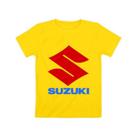 Детская футболка хлопок с принтом Suzuki в Екатеринбурге, 100% хлопок | круглый вырез горловины, полуприлегающий силуэт, длина до линии бедер | Тематика изображения на принте: suzuki | авто | автомобили | автомобиль | бренд | бренды | логотип | машины | сузуки | тачки