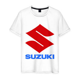 Мужская футболка хлопок с принтом Suzuki в Екатеринбурге, 100% хлопок | прямой крой, круглый вырез горловины, длина до линии бедер, слегка спущенное плечо. | suzuki | авто | автомобили | автомобиль | бренд | бренды | логотип | машины | сузуки | тачки