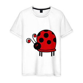 Мужская футболка хлопок с принтом Божая коровка в Екатеринбурге, 100% хлопок | прямой крой, круглый вырез горловины, длина до линии бедер, слегка спущенное плечо. | божья коровка | животные | жуки | жучок | насекомые
