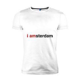 Мужская футболка премиум с принтом I amsterdam в Екатеринбурге, 92% хлопок, 8% лайкра | приталенный силуэт, круглый вырез ворота, длина до линии бедра, короткий рукав | amsterdam | амстердам | я амстердам