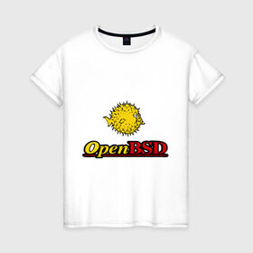 Женская футболка хлопок с принтом Open BSD в Екатеринбурге, 100% хлопок | прямой крой, круглый вырез горловины, длина до линии бедер, слегка спущенное плечо | linux | openbsd | линукс | программа | софт