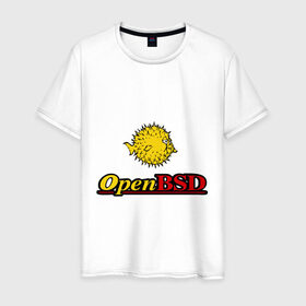 Мужская футболка хлопок с принтом Open BSD в Екатеринбурге, 100% хлопок | прямой крой, круглый вырез горловины, длина до линии бедер, слегка спущенное плечо. | linux | openbsd | линукс | программа | софт