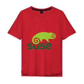 Мужская футболка хлопок Oversize с принтом Suse в Екатеринбурге, 100% хлопок | свободный крой, круглый ворот, “спинка” длиннее передней части | linux | suse | линукс | программа | софт