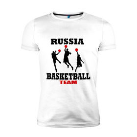 Мужская футболка премиум с принтом Русский баскетбол в Екатеринбурге, 92% хлопок, 8% лайкра | приталенный силуэт, круглый вырез ворота, длина до линии бедра, короткий рукав | Тематика изображения на принте: российский
