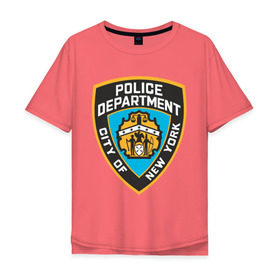 Мужская футболка хлопок Oversize с принтом N.Y.P.D. в Екатеринбурге, 100% хлопок | свободный крой, круглый ворот, “спинка” длиннее передней части | new york | nypd | police | police department | нью йорк