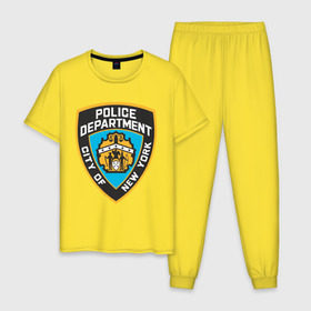 Мужская пижама хлопок с принтом N.Y.P.D. в Екатеринбурге, 100% хлопок | брюки и футболка прямого кроя, без карманов, на брюках мягкая резинка на поясе и по низу штанин
 | new york | nypd | police | police department | нью йорк